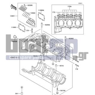 KAWASAKI - 900 ZXI 1995 - Κινητήρας/Κιβώτιο Ταχυτήτων - Crankcase - 92062-3705 - NOZZLE