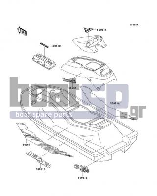 KAWASAKI - 900 ZXI 1995 - Body Parts - Decals(JH900-A1)(White/Violet) - 56051-3714 - MARK,HANDLE COVER,KAWASAKI