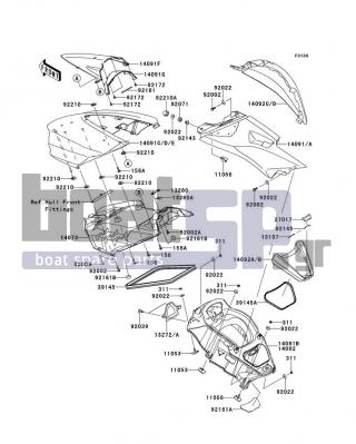 KAWASAKI - ULTRA 300LX 2013 - Frame - Hull Middle Fittings