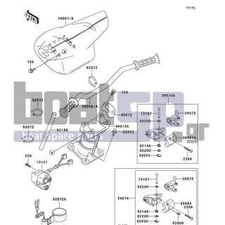 KAWASAKI - STS 1995 - Body Parts - Handlebar - 39058-3712-RE - HANDLE-COMP,J.S.VIOLET