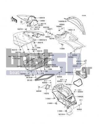 KAWASAKI - ULTRA 300X 2013 - Frame - Hull Middle Fittings