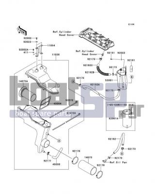 KAWASAKI - ULTRA 300X 2013 - Frame - Intake Silencer - 92192-3854 - TUBE,HEAD-OIL TANK